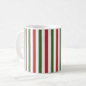 メロー・ジオ・ストライプ - クリスマスの赤、白、緑 コーヒーマグカップ (正面左)