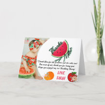 メロ感謝していースイカ写真誕生日カード