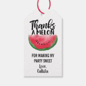 メロ感謝していー引用文赤スイカの水彩色 ギフトタグ (正面)