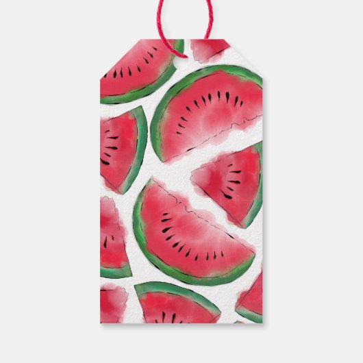 メロ感謝していー引用文赤スイカの水彩色 ギフトタグ (裏面)