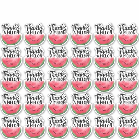 メロ感謝していー引用文赤スイカの水彩色 シール (正面)