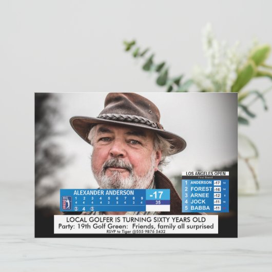 メンおもしろいズ🏌️ ‍ ♂ゴルフニュース40日50日60誕生日 招待状 (スタンド正面)