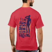 メンおもしろいラブビールジョギングフィットネス脂肪衣料 Tシャツ (裏面)