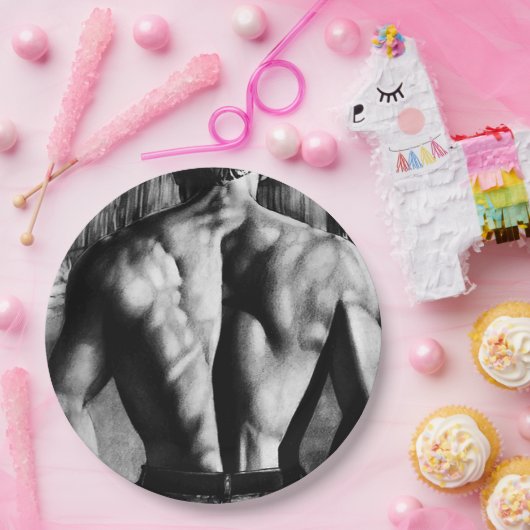 メンアートクールスケッチ男性ボディビルかわいい ペーパープレート (パーティー)