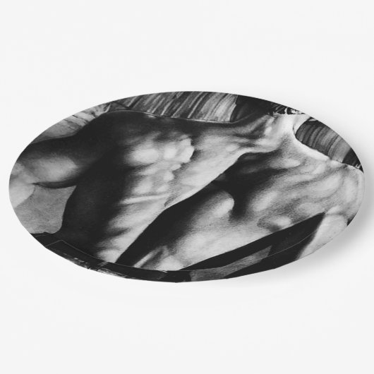 メンアートクールスケッチ男性ボディビルかわいい ペーパープレート (アングル)