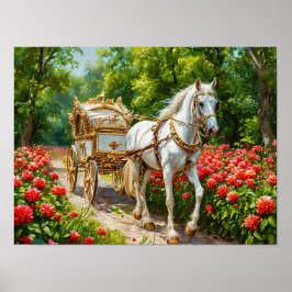 メンクライトな白马車 Elegant Romantic Vintage ポスター