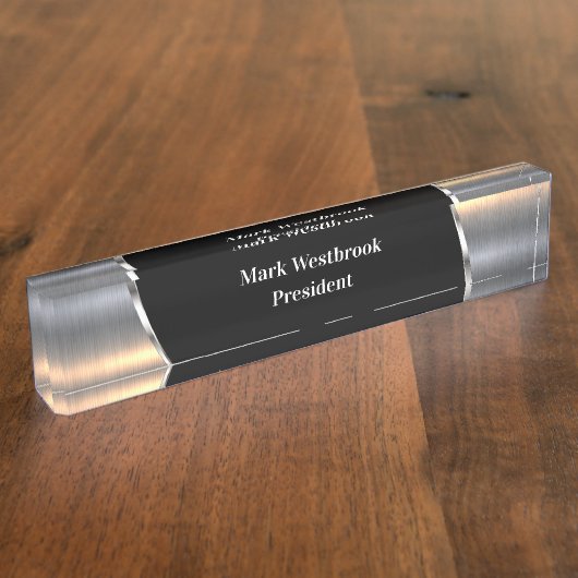 メンクールズ男らし・モノグラムのエグゼクティブ デスクネームプレート (側面)