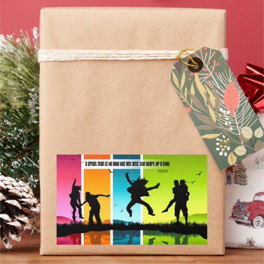 メンシ感動的ウス引用文「男素晴らし」 長方形シール (クリスマス)