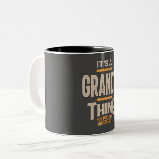 メンスおじいちゃんのおじいさんおもしろいパパおじいちゃん ツートーンマグカップ (正面左)