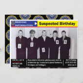 メンスおもしろい誕生日警察ラインナップ白黒 招待状 (正面/裏面)