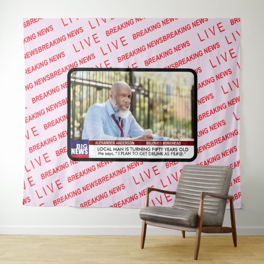 メンスおもしろい50誕生日テレビニュース40th 60th タペストリー (インサイチュ(横))