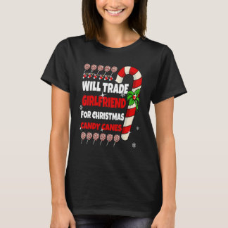 メンスがクリスマスキャンディ缶の彼女を交換する Tシャツ