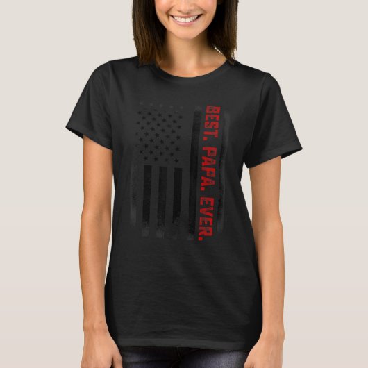 メンスの父の日パパ最高のパの米国国旗 Tシャツ (正面)
