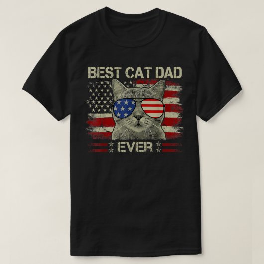 メンスアメリカンフラ最高のグキャットパパエバーキャッおもしろいトパパ Tシャツ (デザイン正面)