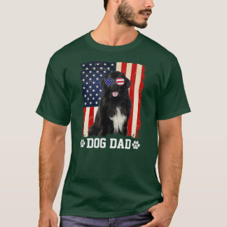 メンスカッコいいニューファンドランド犬パパ米国国旗 Tシャツ