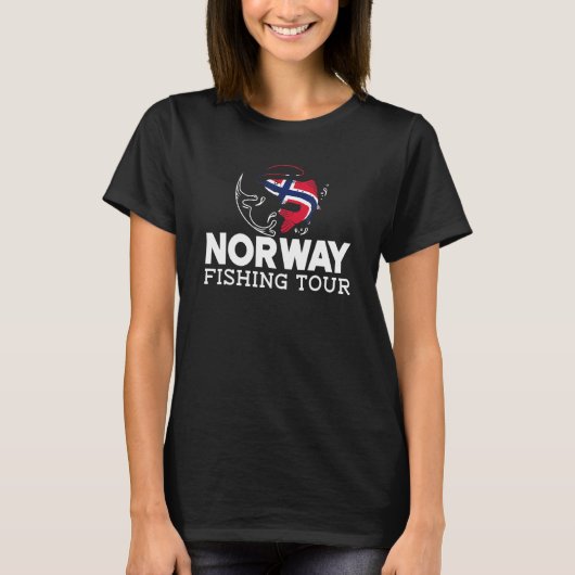 メンスノルウェー魚釣りツアーバケーションノルウェー国旗F Tシャツ (正面)