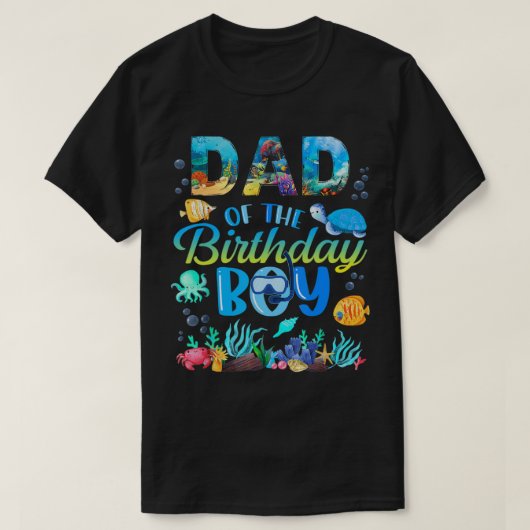 メンスパパの誕生日ボーイシーフィッシュ海動物 Tシャツ (デザイン正面)