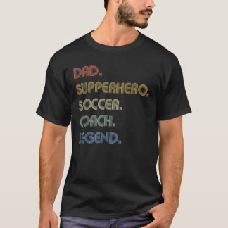 メンスパパスーパーヒーローサッカーコーチレジェンドおもしろい Tシャツ