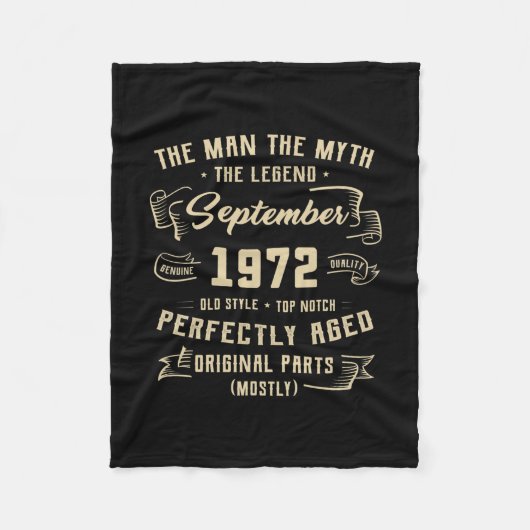 メンスマン神話伝説1972年9月50日誕生日 フリースブランケット (正面)