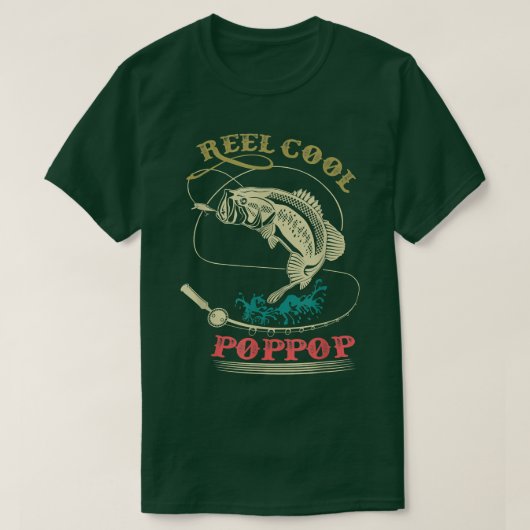 メンスリーカッコいいルポップポップ魚釣りおもしろい漁師ファ Tシャツ (デザイン正面)