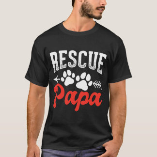 メンスレスキューパパドッグ好きペット飼い主犬レスキュー  Tシャツ