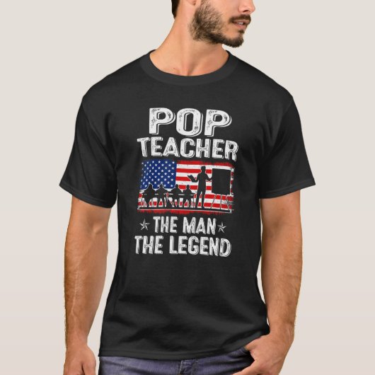 メンスレトロ米国国旗の父の日のポップ・アートの先生ザ・ル Tシャツ (正面)