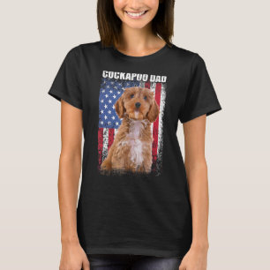 メンスヴィンテージアメリカンフラッグコックパポパパドッグF Tシャツ