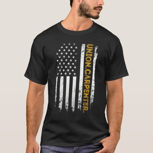 メンスヴィンテージアメリカ合衆国国旗のユニオン大工ウー Tシャツ (正面)