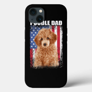 メンスヴィンテージアメリカ国旗のプードルパパ犬の贈り物 iPhone 13ケース