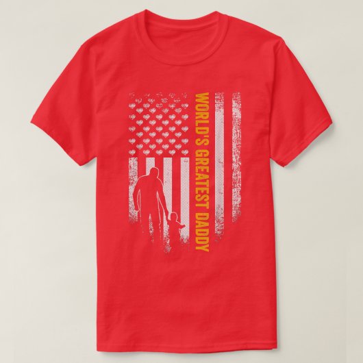 メンスヴィンテージアメリカ国旗の世界一のパパおもしろい Tシャツ (デザイン正面)