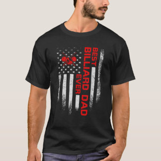 メンスヴィンテージアメリカ国旗最高ののビリヤードパパE Tシャツ