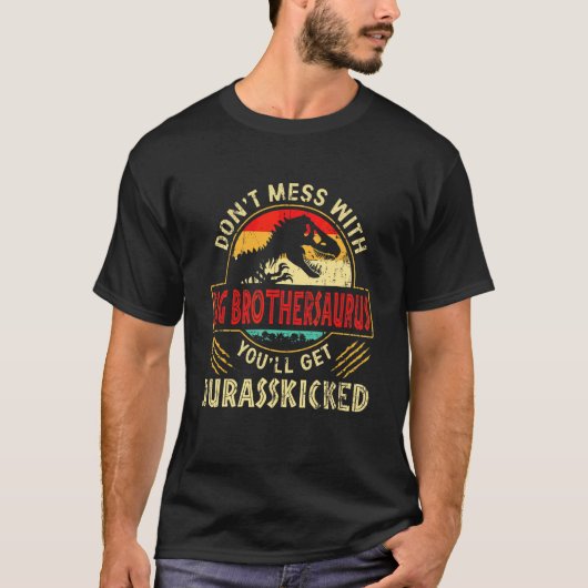 メンスヴィンテージ恐竜大兄レックスサウラスファミ Tシャツ (正面)