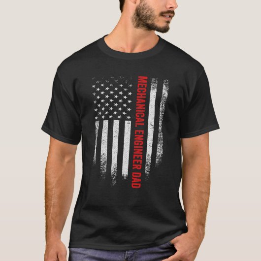 メンスヴィンテージ米国旗の機械技術者 Tシャツ (正面)