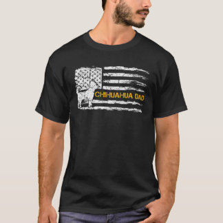 メンスヴィンテージUSAアメリカ国旗チワホアドッグパパS Tシャツ