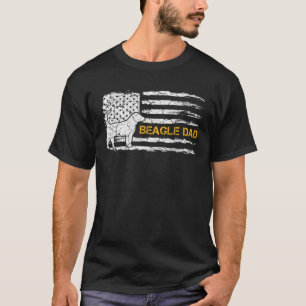 メンスヴィンテージUSAアメリカ国旗ビーグルドッグパパシル Tシャツ