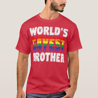 メンス世界のゲイストブラザーゲイプライドレインボー国旗 Tシャツ