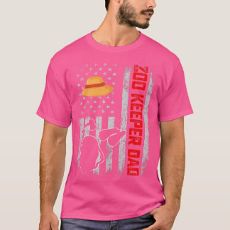 メンス動揺してアメリカ国旗の動物園キーパーパパ愛国的 Tシャツ