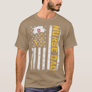 メンス動揺してアメリカ国旗ナースパパ愛国的なファテ Tシャツ