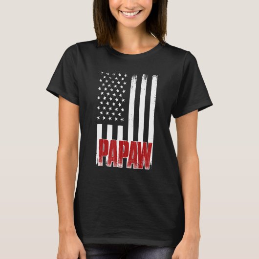 メンス動揺してアメリカ国旗Papaw For Fathe Tシャツ (正面)