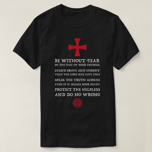 メンス十字軍騎士ナイツテンプラーコードTホール Tシャツ (デザイン正面)