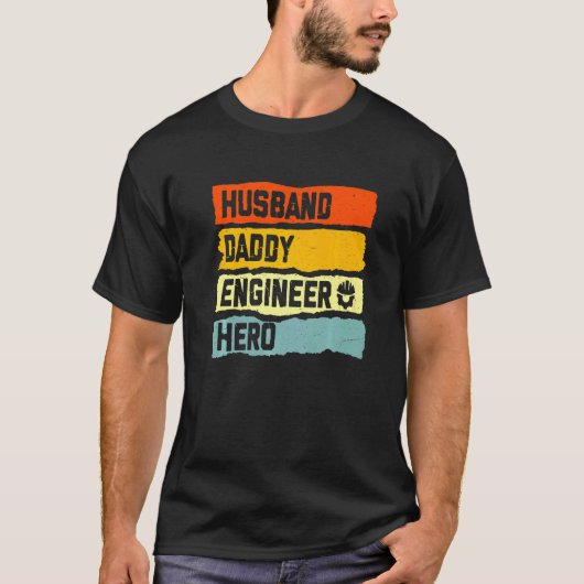 メンス夫パパのエンジニア英雄の父の日のコスト Tシャツ (正面)
