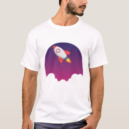 メンス星飛んでいるへのロケット船 Tシャツ