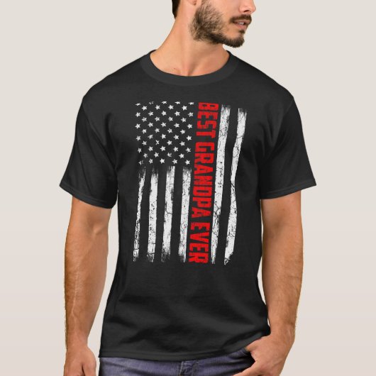 メンス最高のグランパ常アメリカ国旗の父の日 Tシャツ (正面)