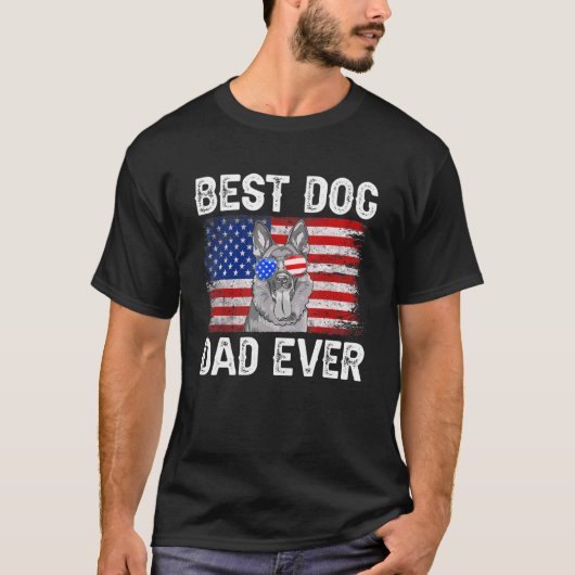メンス最高のドイツ羊飼いパパエバーアメリカ国旗4 Tシャツ (正面)