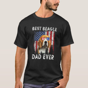 メンス最高のビーグルパパエバーアメリカンフラッグドッグパパ4t tシャツ