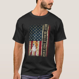 メンス最高のビーグルパパエバードッグ恋人アメリカ国旗 Tシャツ
