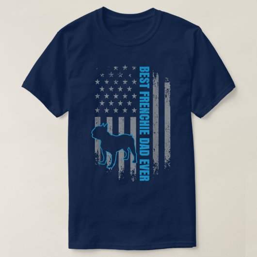 メンス最高のフレンキパパエバーブルドッグアメリカ国旗 Tシャツ (デザイン正面)