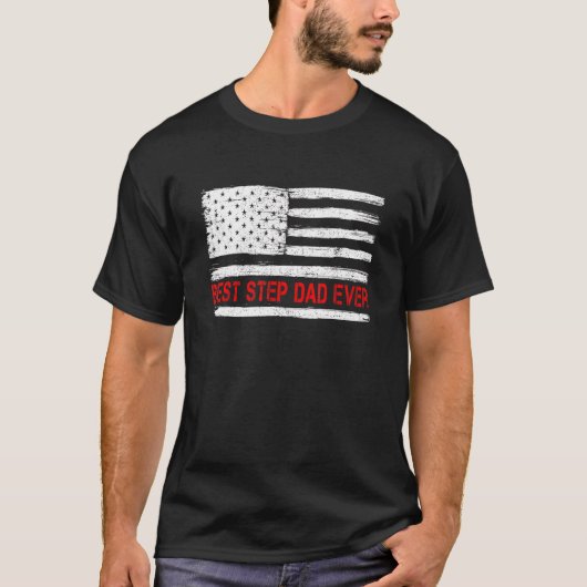 メンス父のは最高の米国とステップのパパを言う Tシャツ (正面)