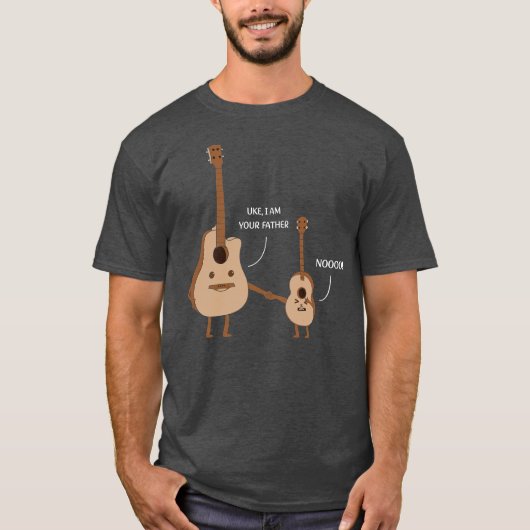 メンス父の日ウケあなたのパパウクレレギター Tシャツ (正面)