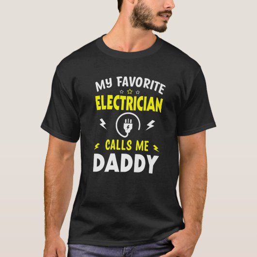 メンス父の日電気技師が私お気に入りのに電話する Tシャツ (正面)